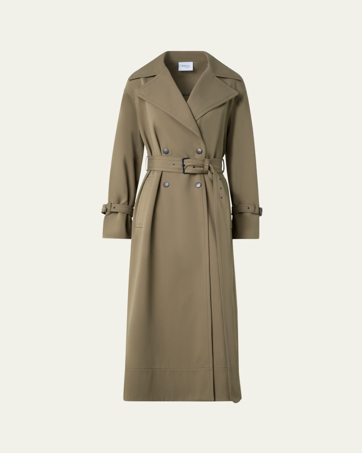 Akris punto Double-Breasted Water Resistant Belted Cotton Trench Coat