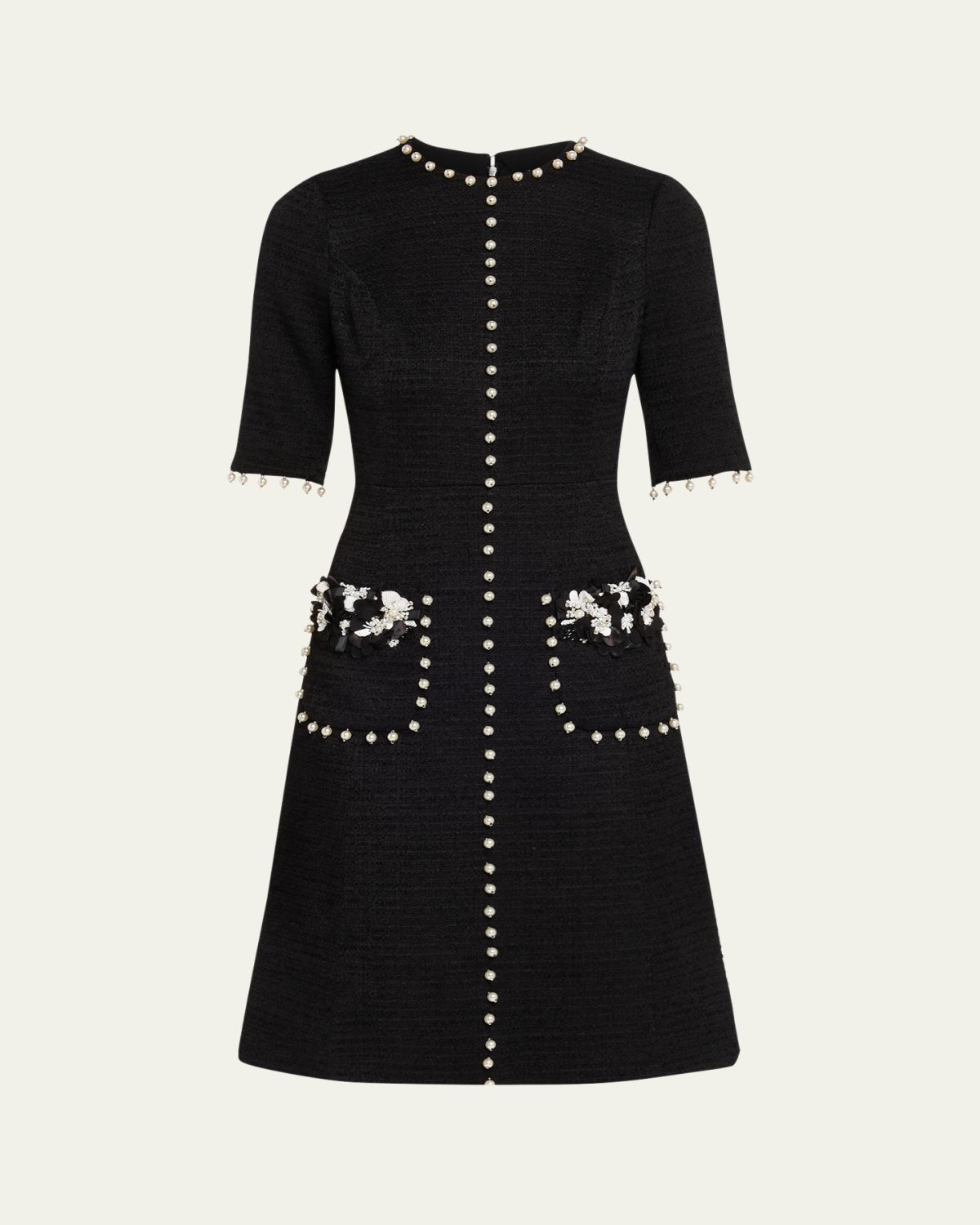 Rickie Freeman for Teri Jon Bead-Embellished Boucle Dress