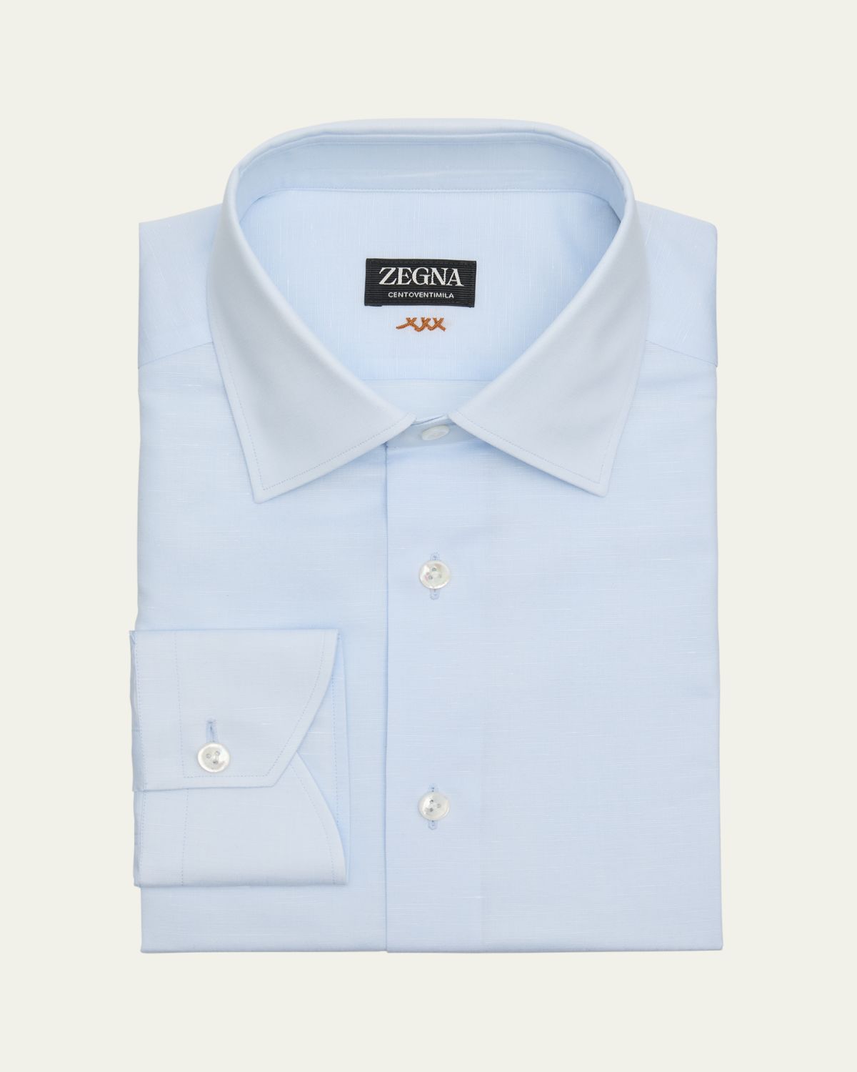 ZEGNA Men's Centoventimila Cotton and Linen Dress Shirt