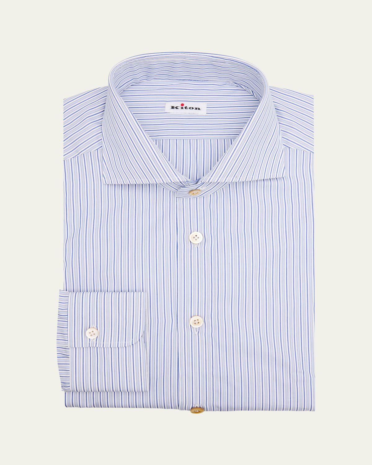 Kiton Men's Cotton Tonal Multi-Stripe Dress Shirt
