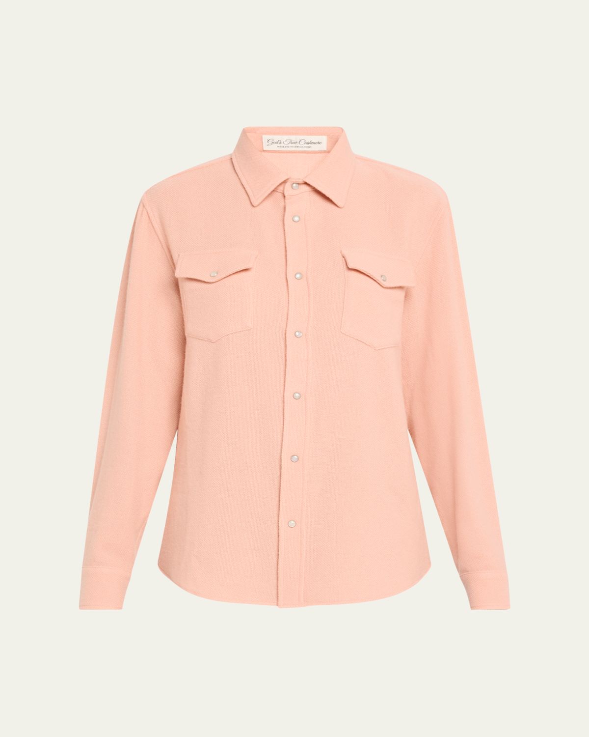 God's True Cashmere Peach Blush Cashmere Button-Down Shirt | Thumbnail 6
