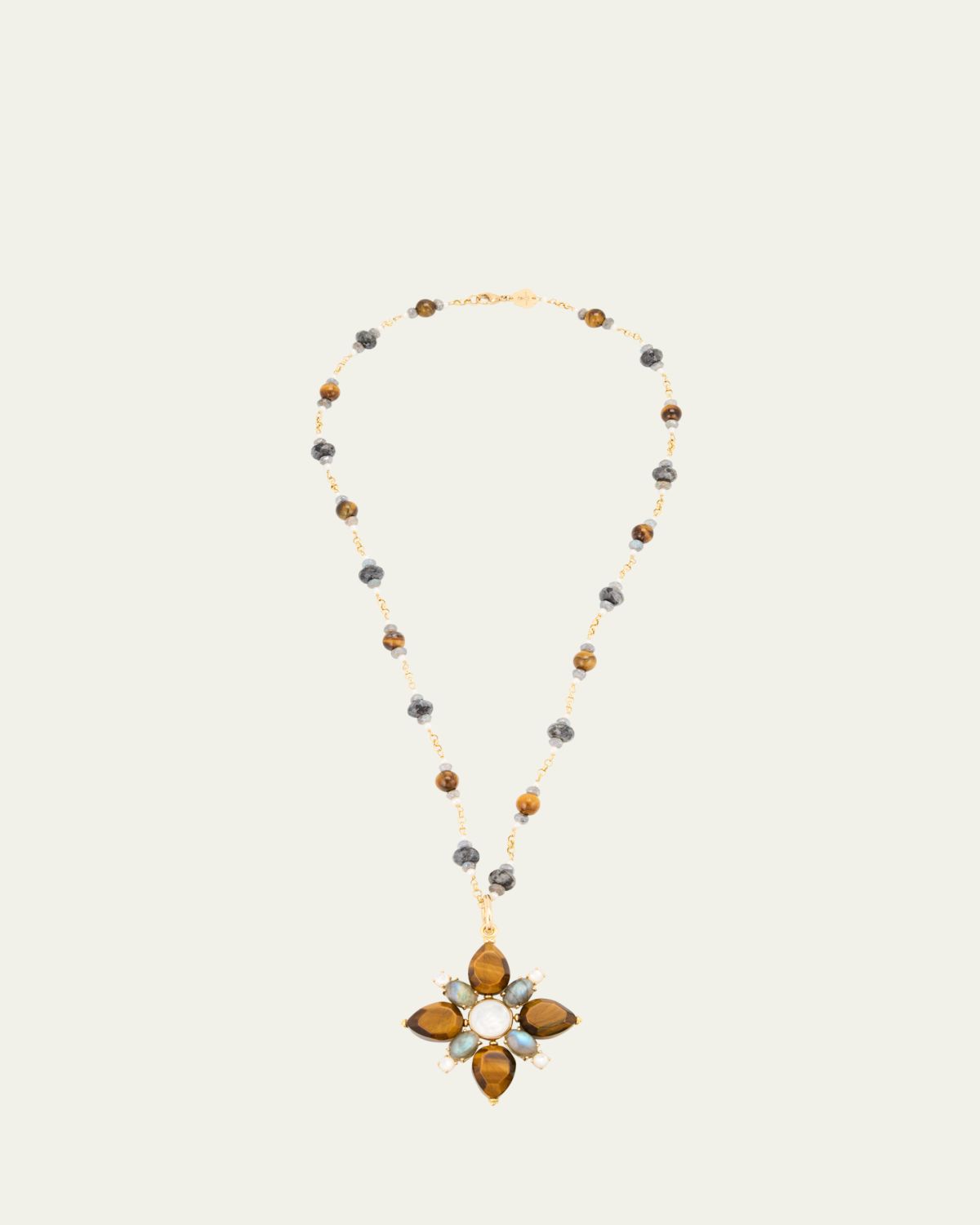 Grazia And Marica Vozza 18K Yellow Gold Chain and Flower Charm Necklace with Pearls, 20"L