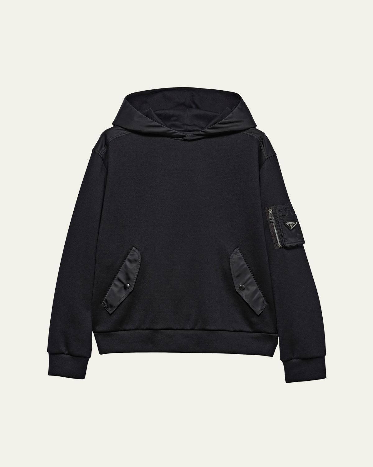Prada Men's Tonal Cotton and Nylon Hoodie