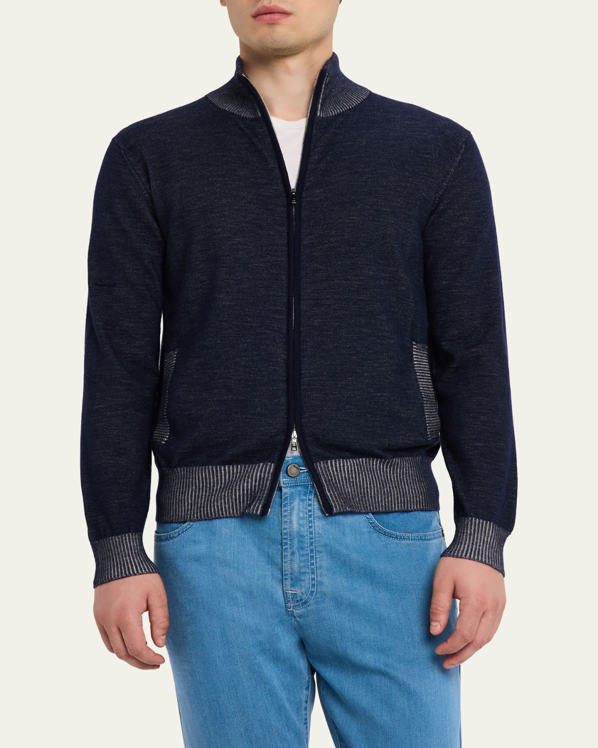 Fioroni Men's Vanise Cashmere and Cotton Full-Zip Sweater | Thumbnail 4