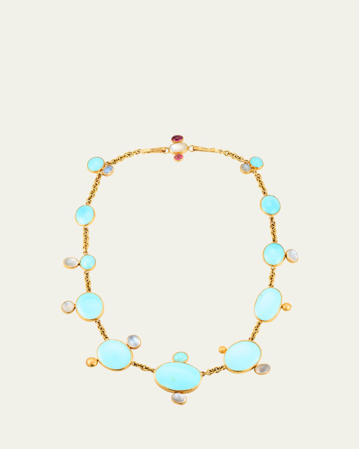 JUDY GEIB Pale Persian Turquoise and Moonstone Necklace