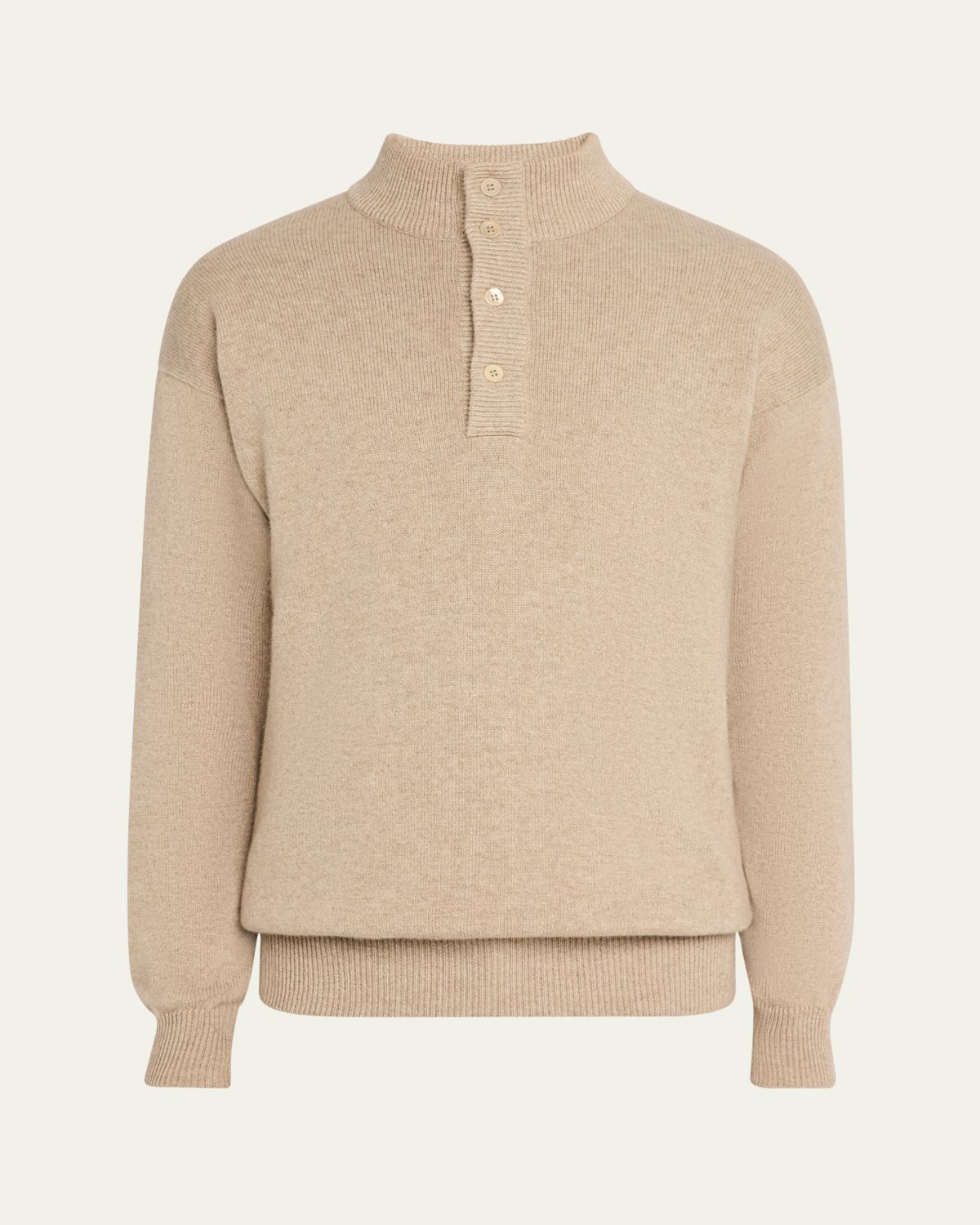 Anderson & Sheppard Men's Cashmere Quarter-Placket Sweater