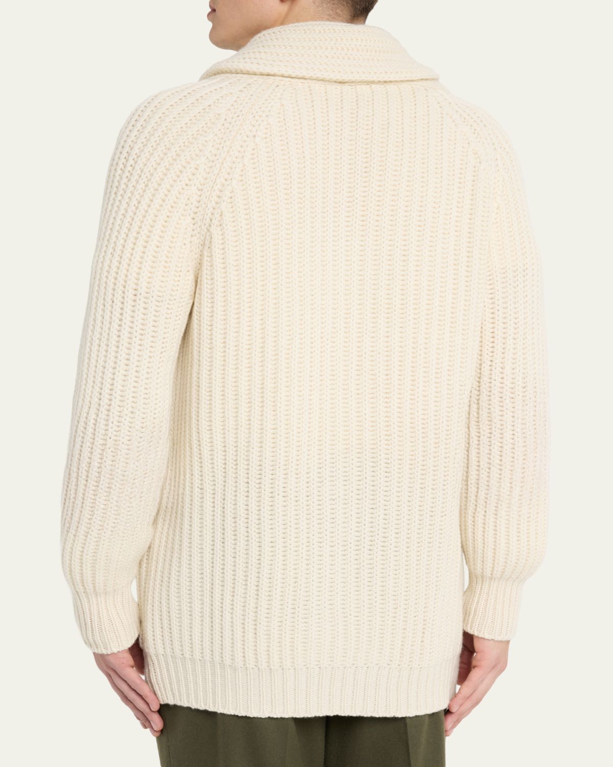 Anderson & Sheppard Men's Rib-Knit Cashmere Cardigan | Thumbnail 3