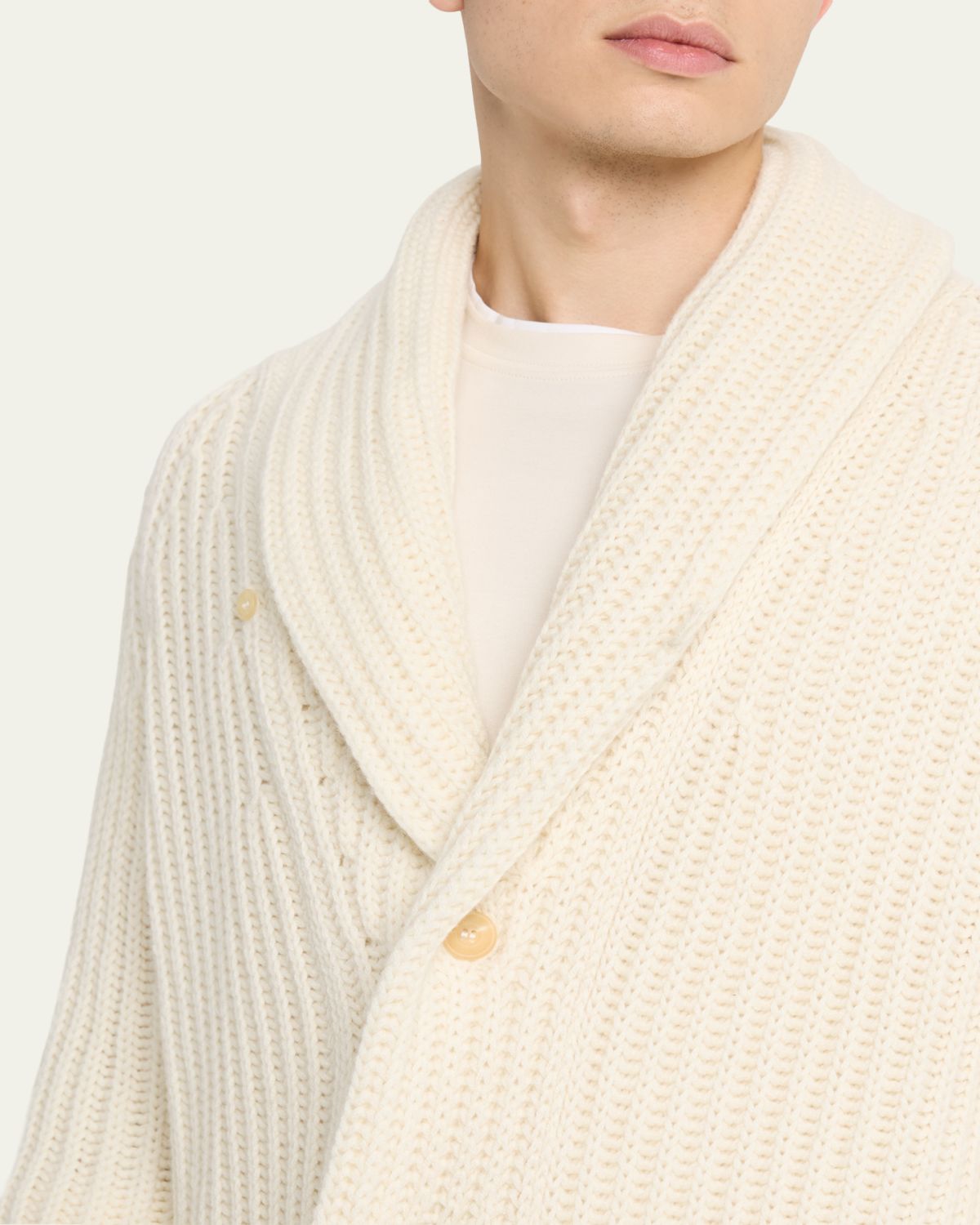 Anderson & Sheppard Men's Rib-Knit Cashmere Cardigan | Thumbnail 5