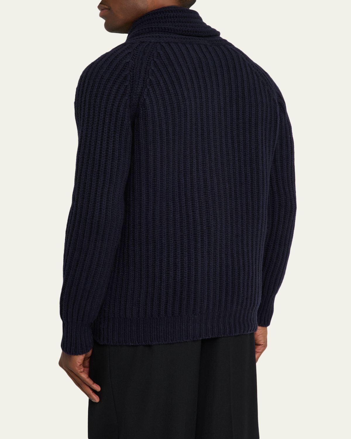 Anderson & Sheppard Men's Rib-Knit Cashmere Cardigan | Thumbnail 7