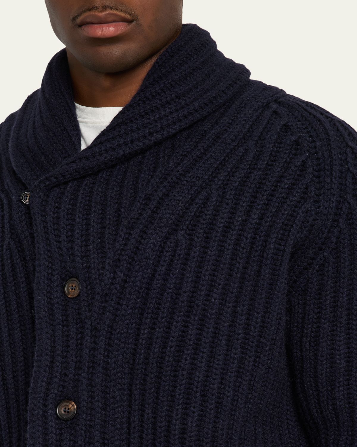 Anderson & Sheppard Men's Rib-Knit Cashmere Cardigan | Thumbnail 9