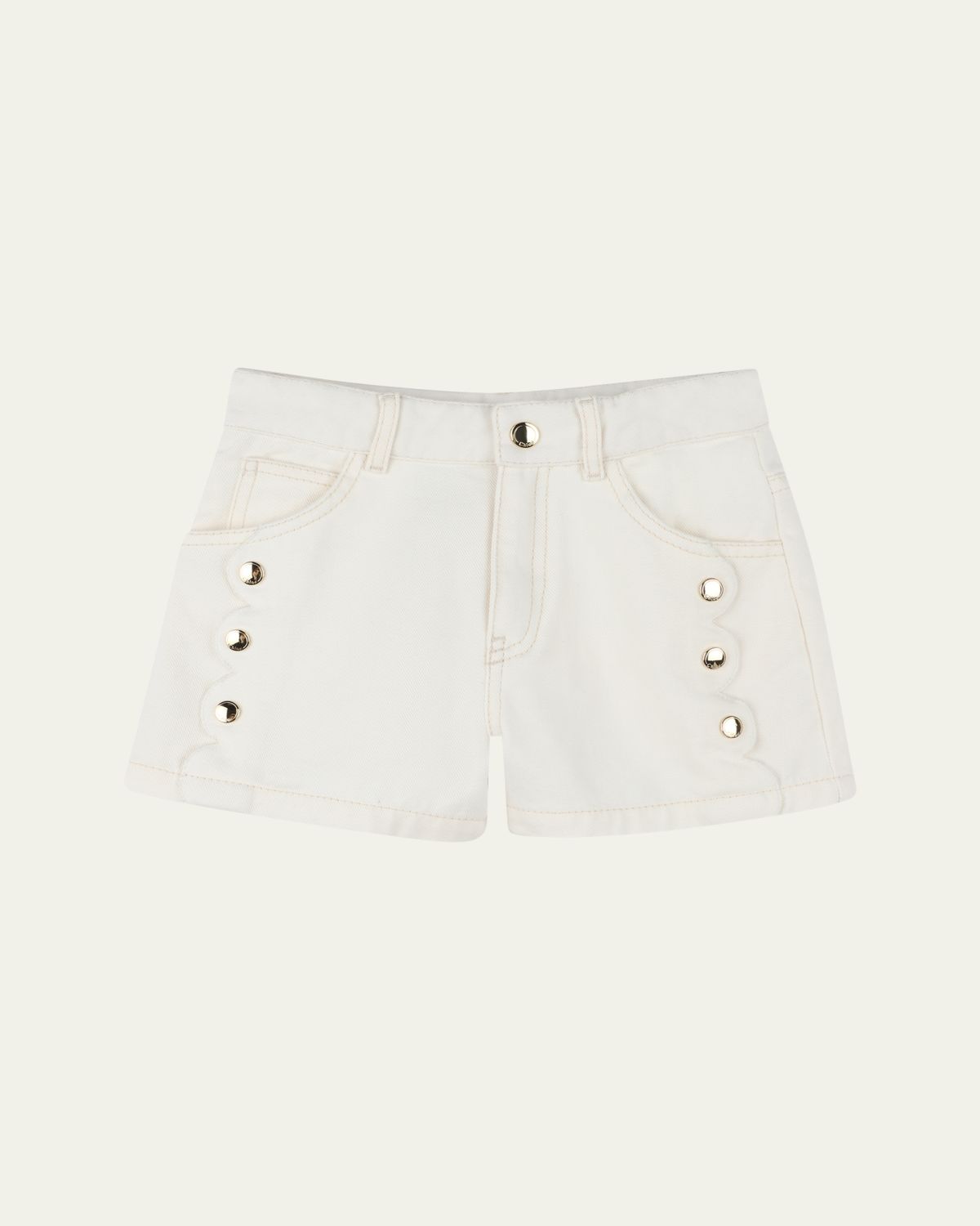 Chloé Girl's Denim Studded Shorts, Size 8-