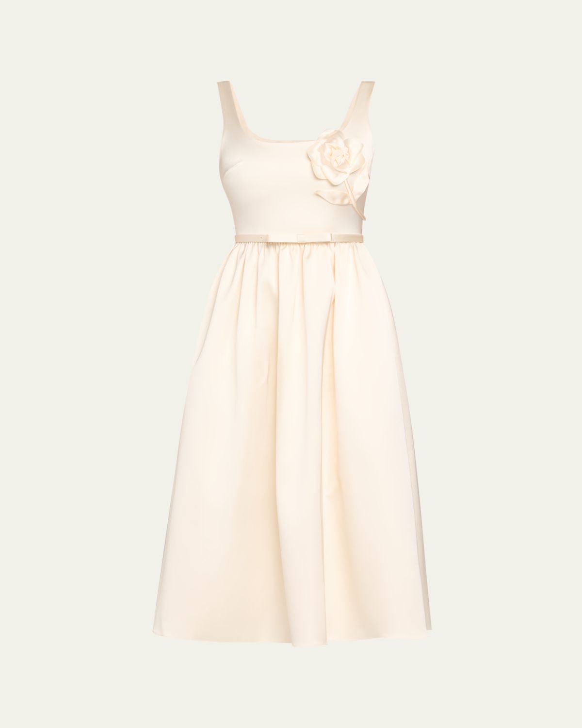 Self-Portrait Bonded Satin Flower Midi Dress