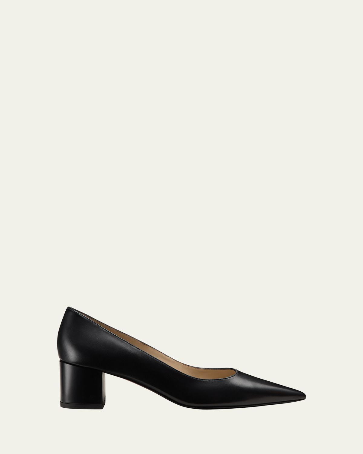 Stuart Weitzman Stuart Leather Block-Heel Pumps | Thumbnail 3