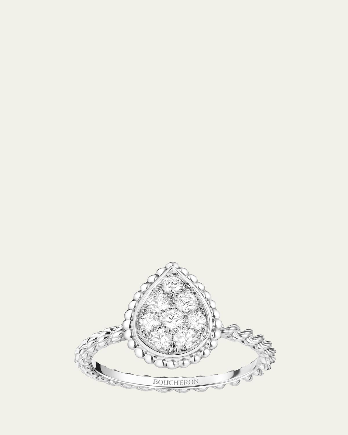 Boucheron 18K White Gold Serpent Boheme Diamond Ring with S Motif