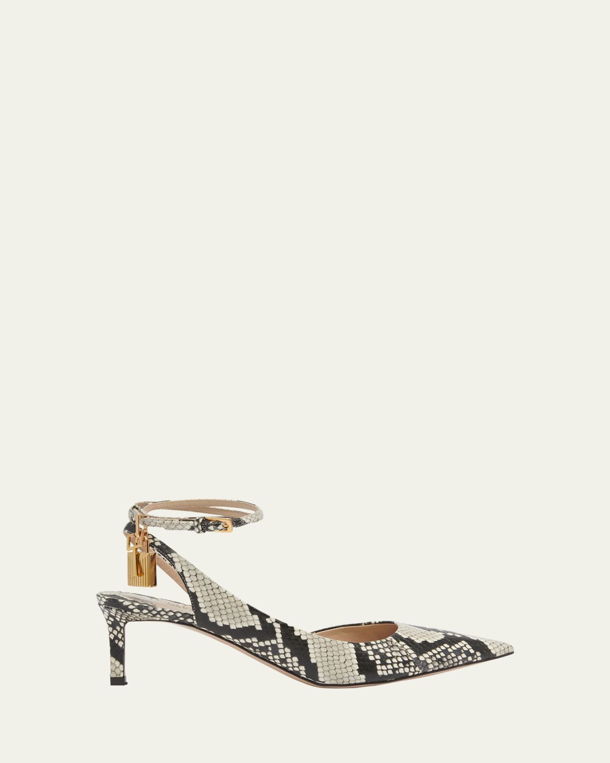 TOM FORD 55mm Angelina Python-Printed Leather Ankle-Wrap Pumps