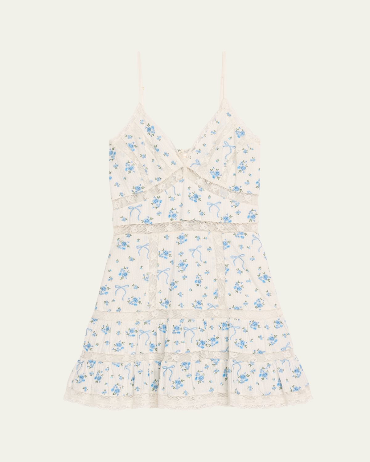 LoveShackFancy Solbina Lace-Trim Mini Dress