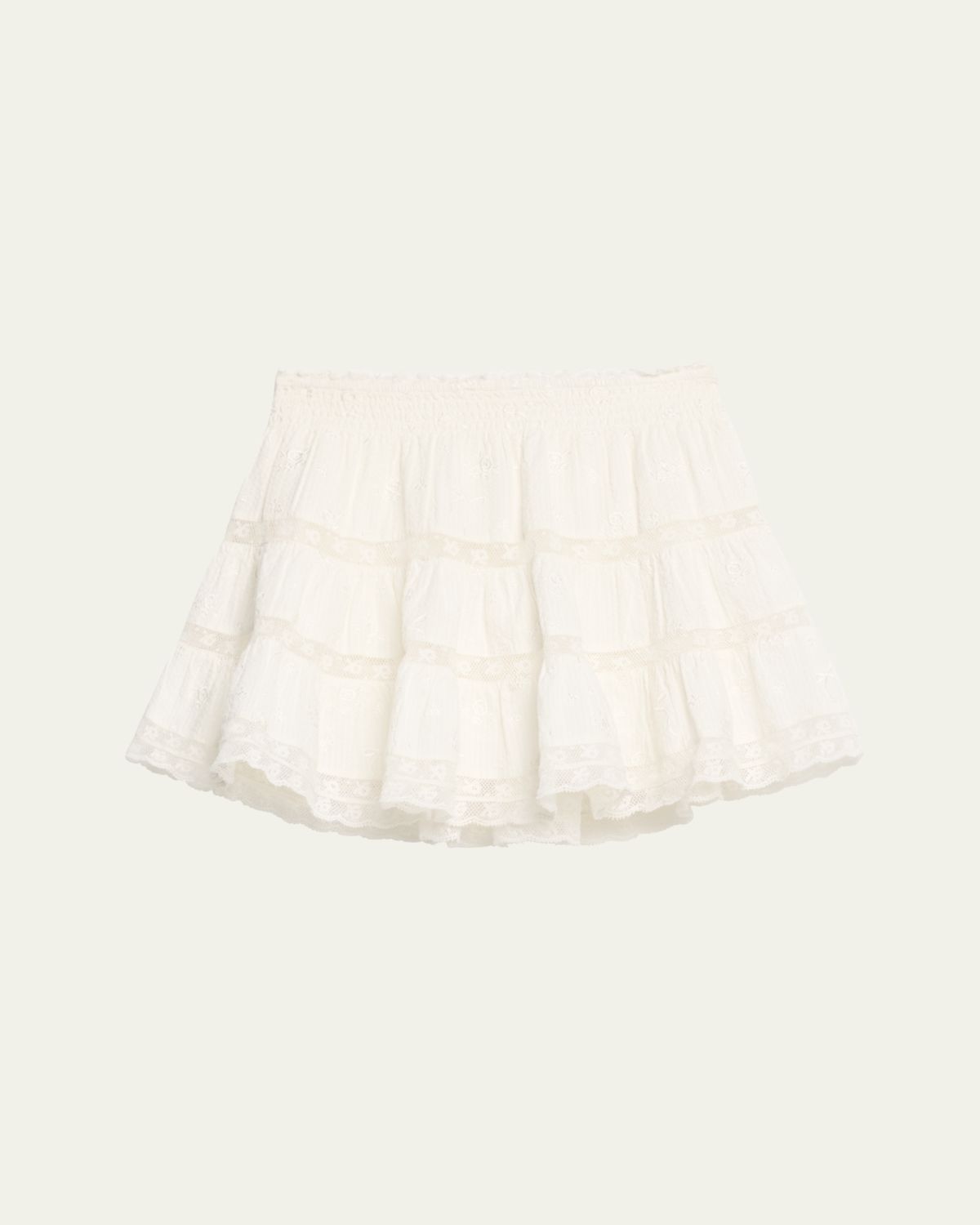 LoveShackFancy Viro Lace-Trim Mini Skirt