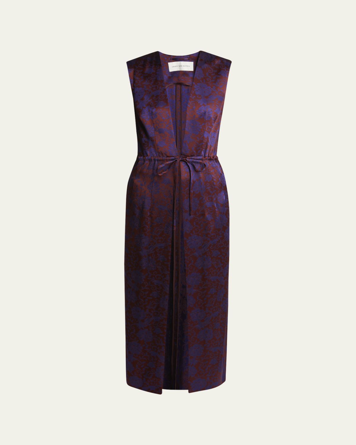 Dries Van Noten Romina Floral Drawstring Sleeveless Coat