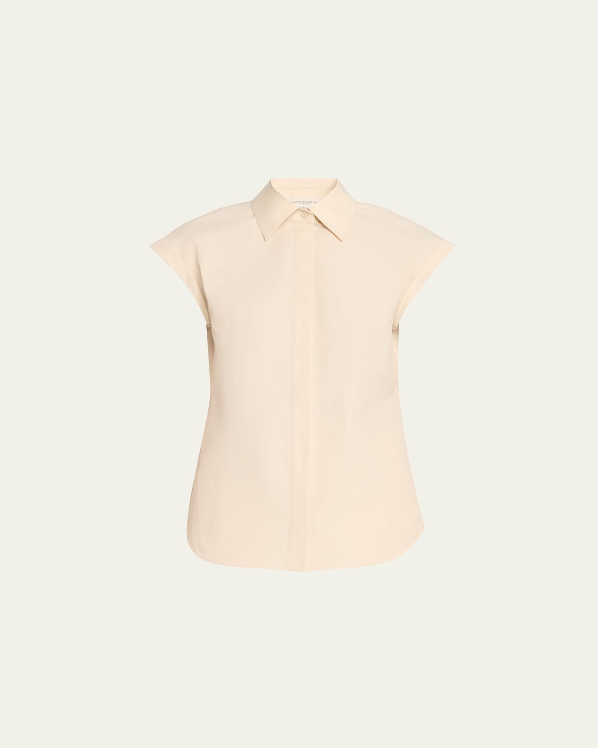 Lafayette 148 New York Fitted Cap-Sleeve Cotton Shirt | Thumbnail 6