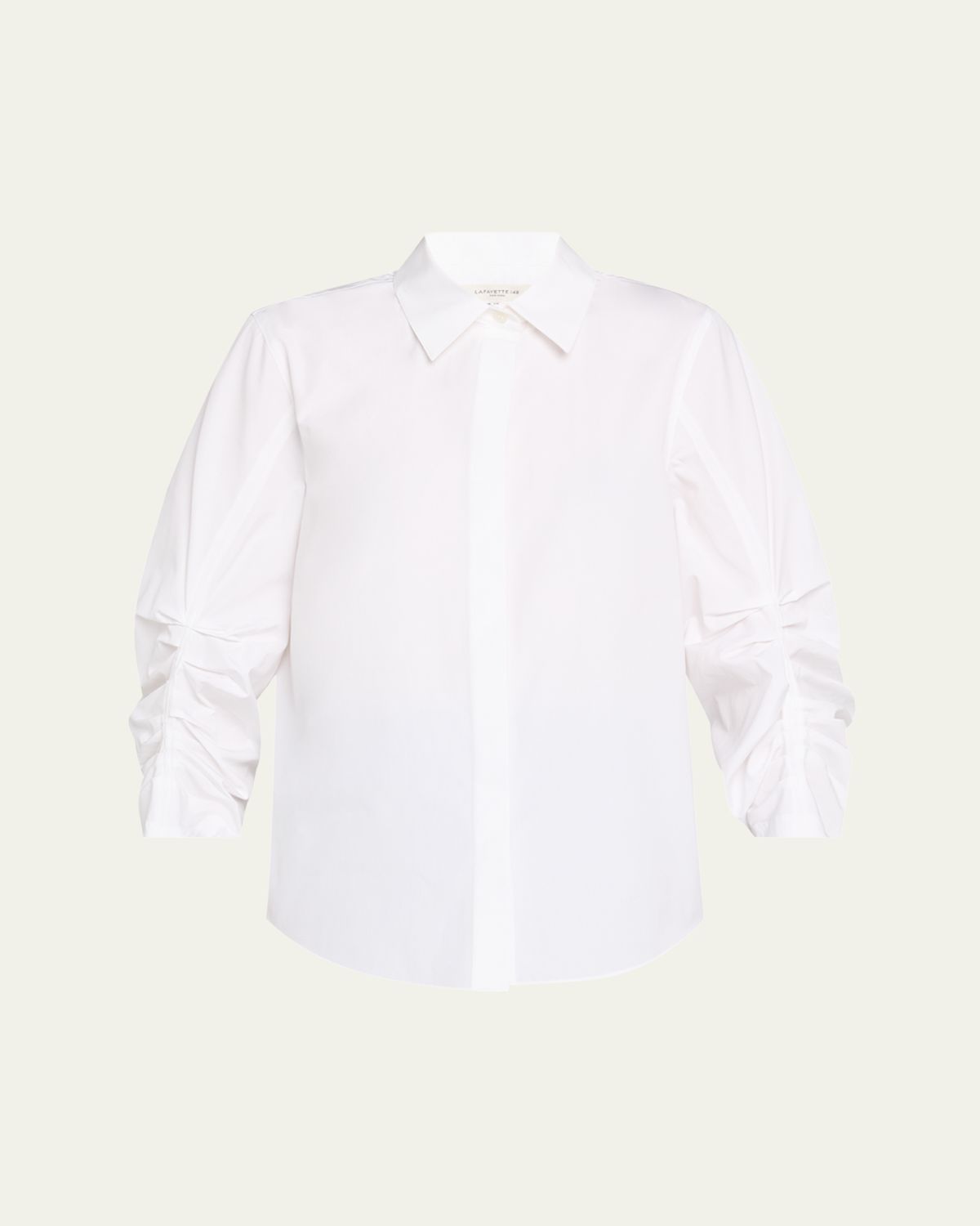 Lafayette 148 New York Pleated-Sleeve Cotton Shirt