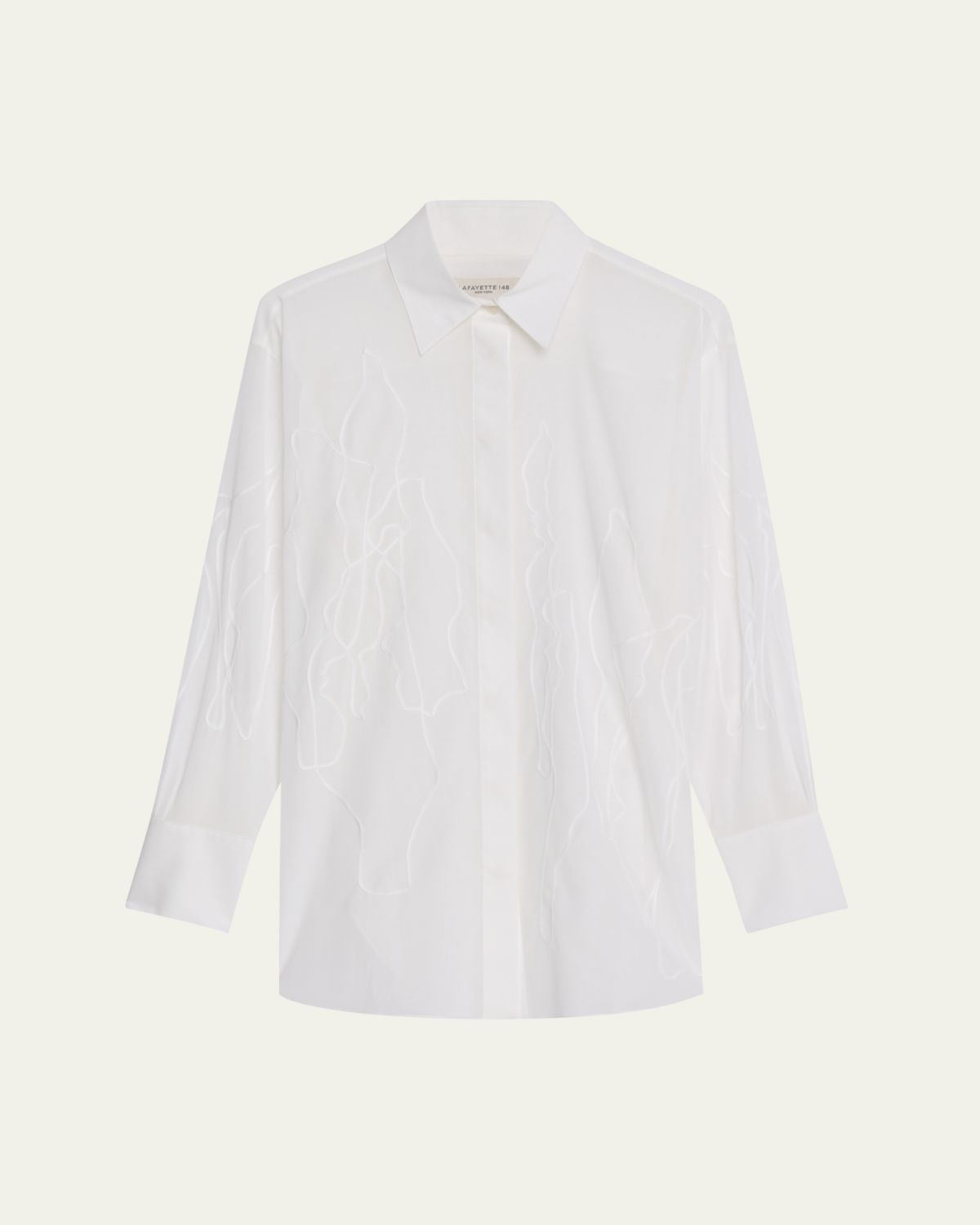 Lafayette 148 New York Embroidered Sheer Oversized Shirt
