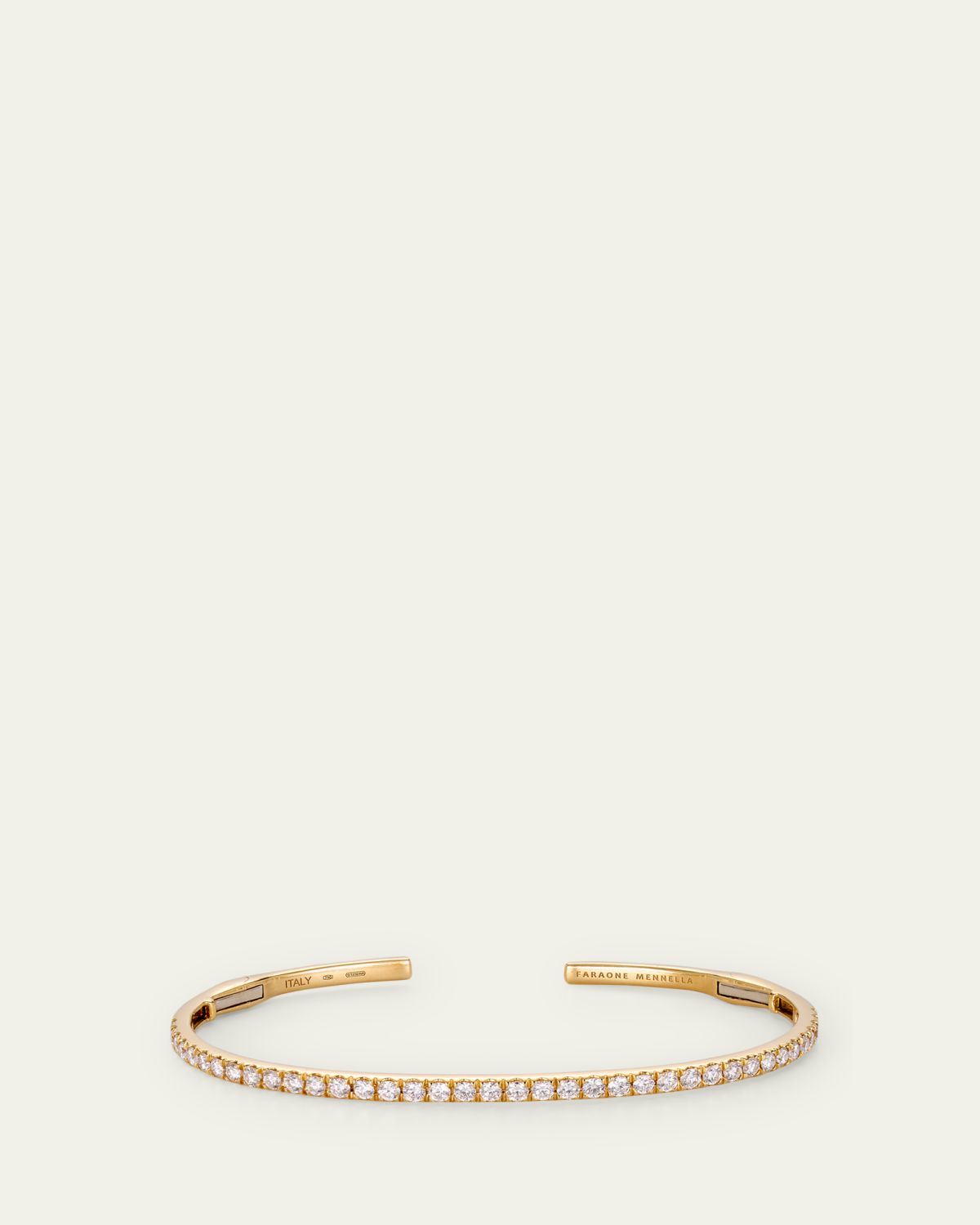 FARAONE MENNELLA by R.F.M.A.S. 18K Yellow Gold White Diamond Hinged Bangle