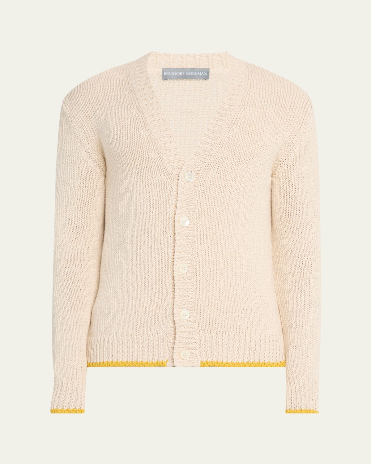 Bergdorf Goodman Men's Cotton Contrast-Trim Cardigan