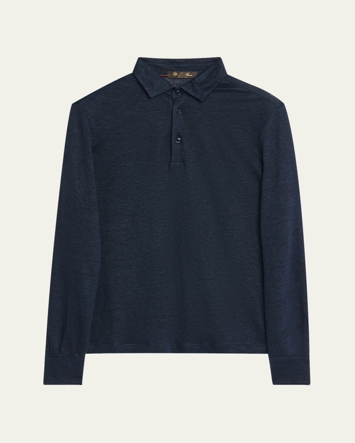 Loro Piana Men's Sam Linen Long-Sleeve Polo Shirt