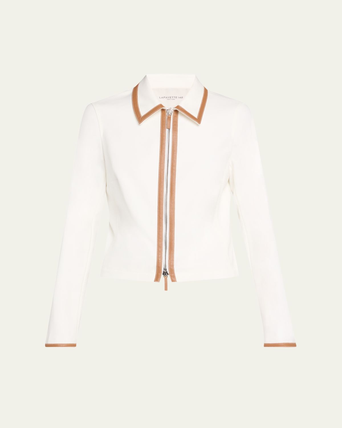 Lafayette 148 New York Leather-Trim Cotton Jacket