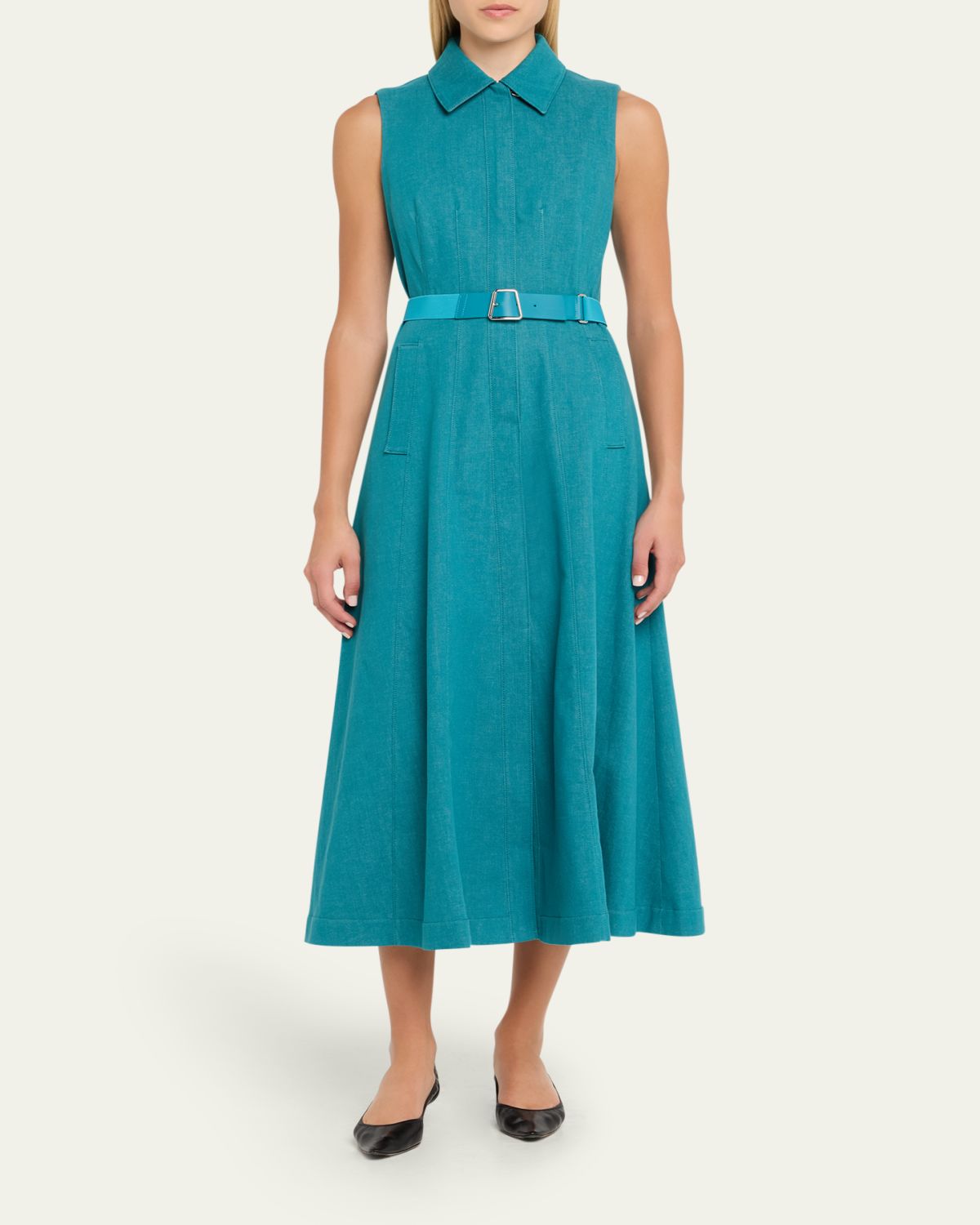 Akris Sleeveless Belted Denim Midi Shirtdress | Thumbnail 2 Akris Sleeveless Belted Denim Midi Shirtdress | Thumbnail 2