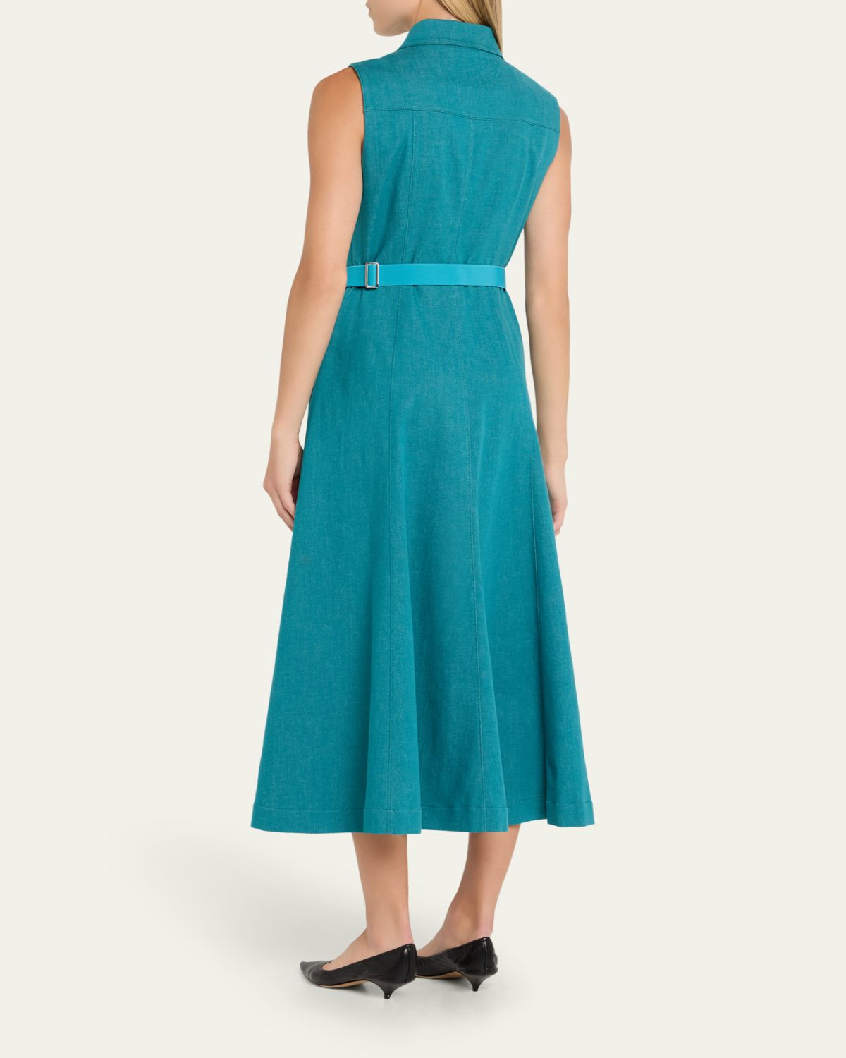 Akris Sleeveless Belted Denim Midi Shirtdress | Thumbnail 3 Akris Sleeveless Belted Denim Midi Shirtdress | Thumbnail 3