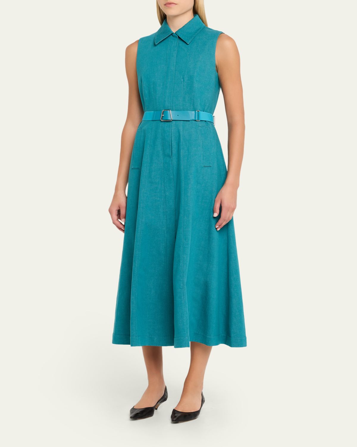 Akris Sleeveless Belted Denim Midi Shirtdress | Thumbnail 4 Akris Sleeveless Belted Denim Midi Shirtdress | Thumbnail 4
