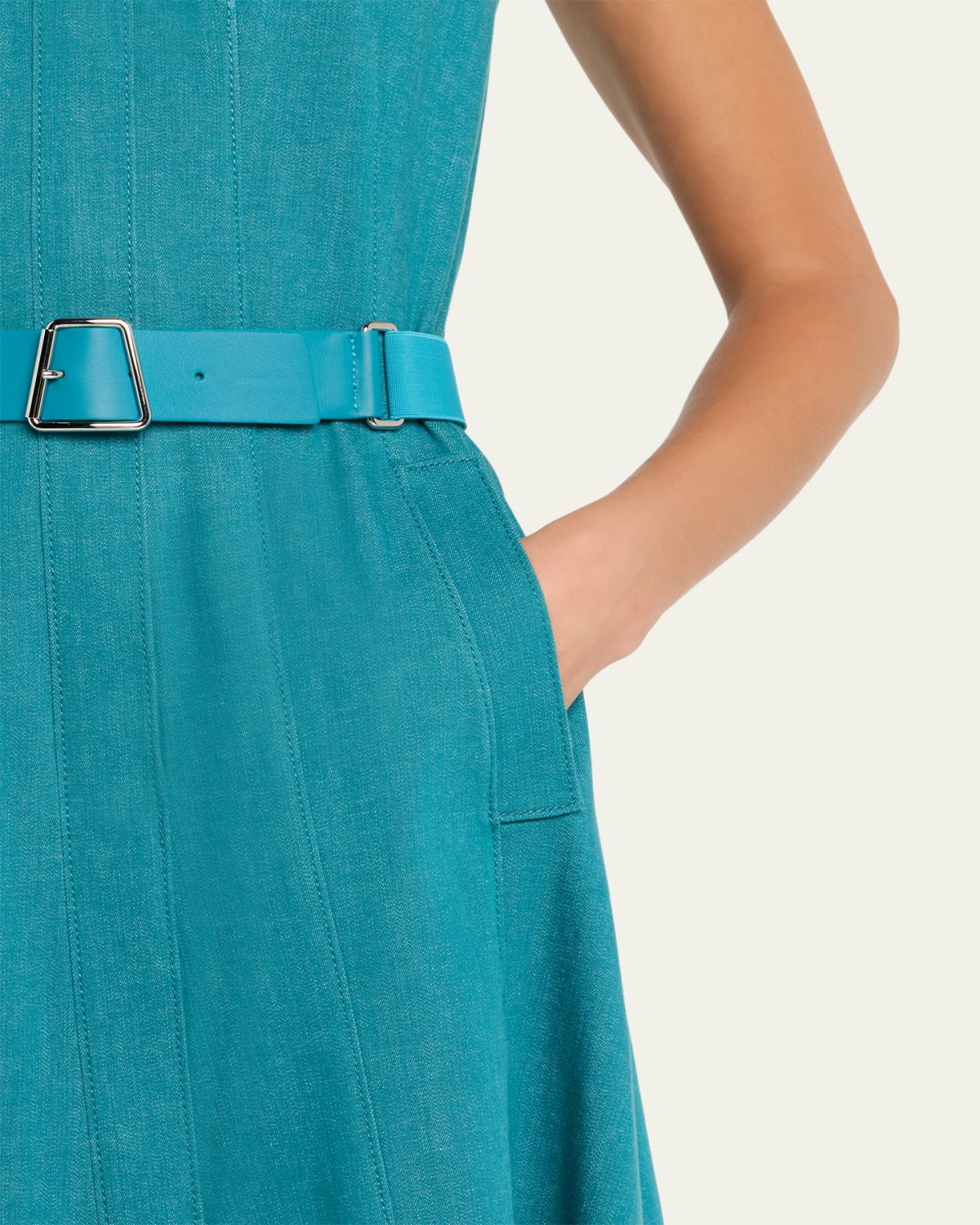 Akris Sleeveless Belted Denim Midi Shirtdress | Thumbnail 5 Akris Sleeveless Belted Denim Midi Shirtdress | Thumbnail 5