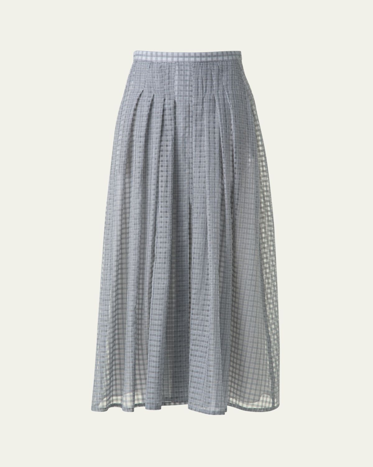 Akris Plaid Pleated Voile Skirt