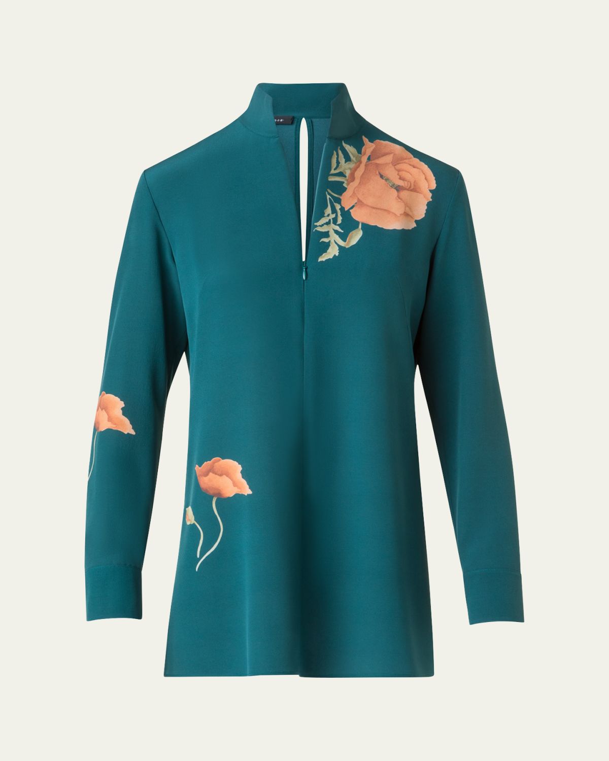 Akris Anemone Print Silk Crepe Tunic