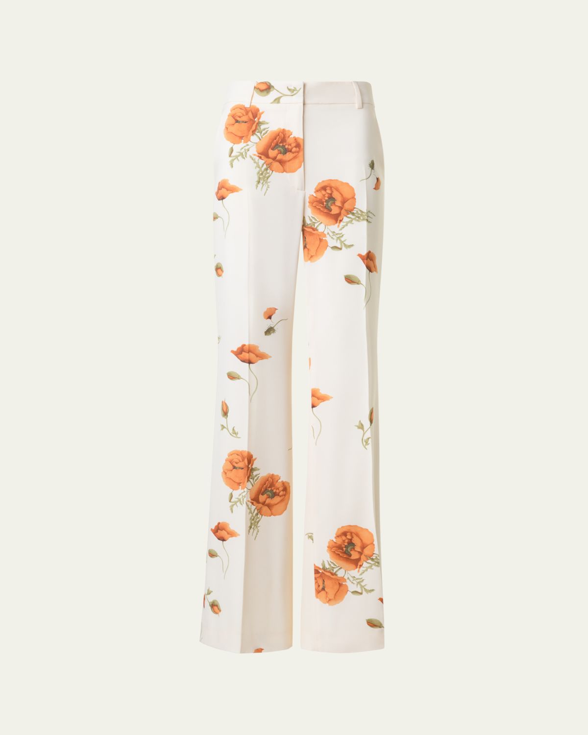Akris Florine Anemone Print Wide Leg Silk Crepe Pants