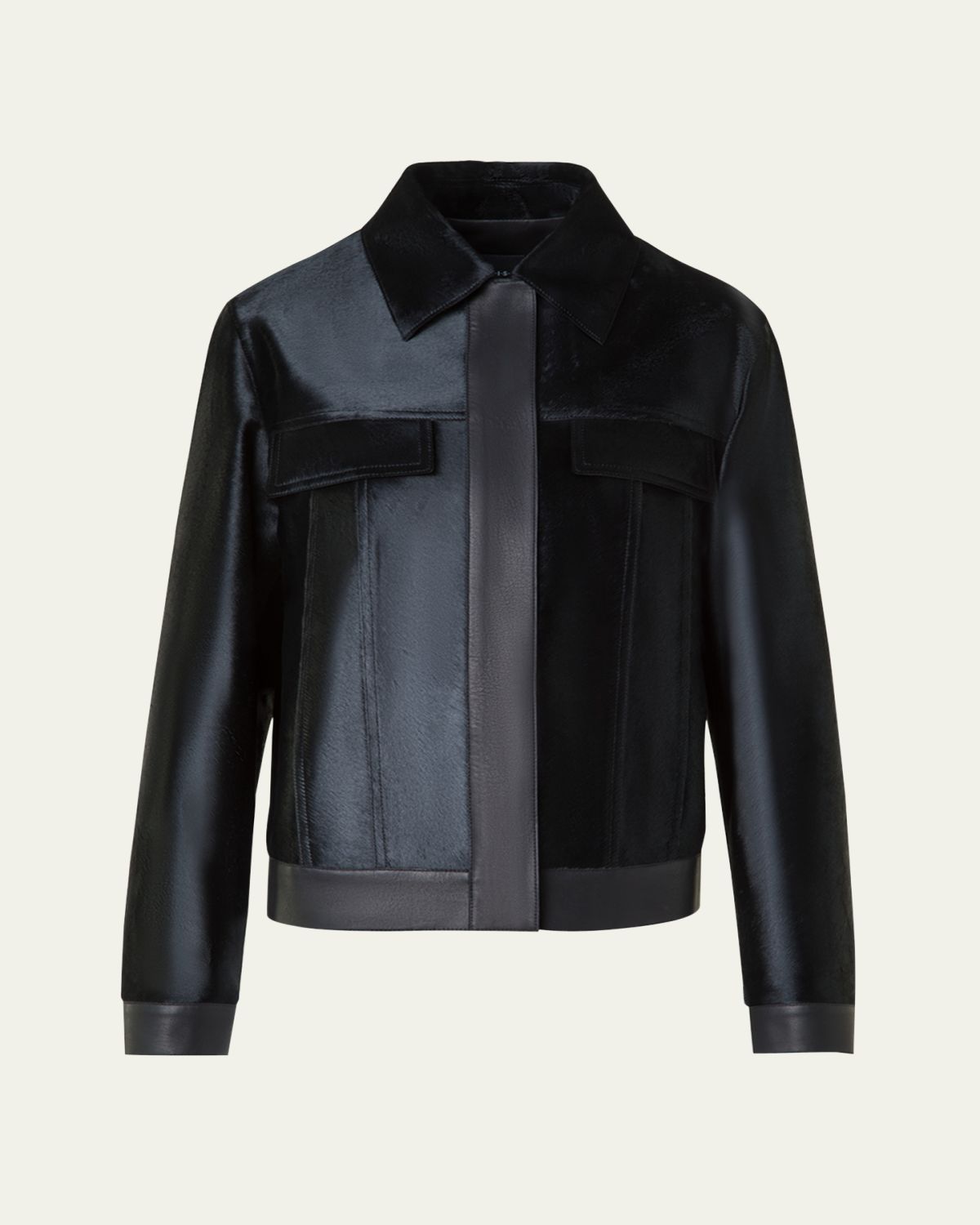 Akris Gemini Calf Shearling and Leather Trucker Jacket