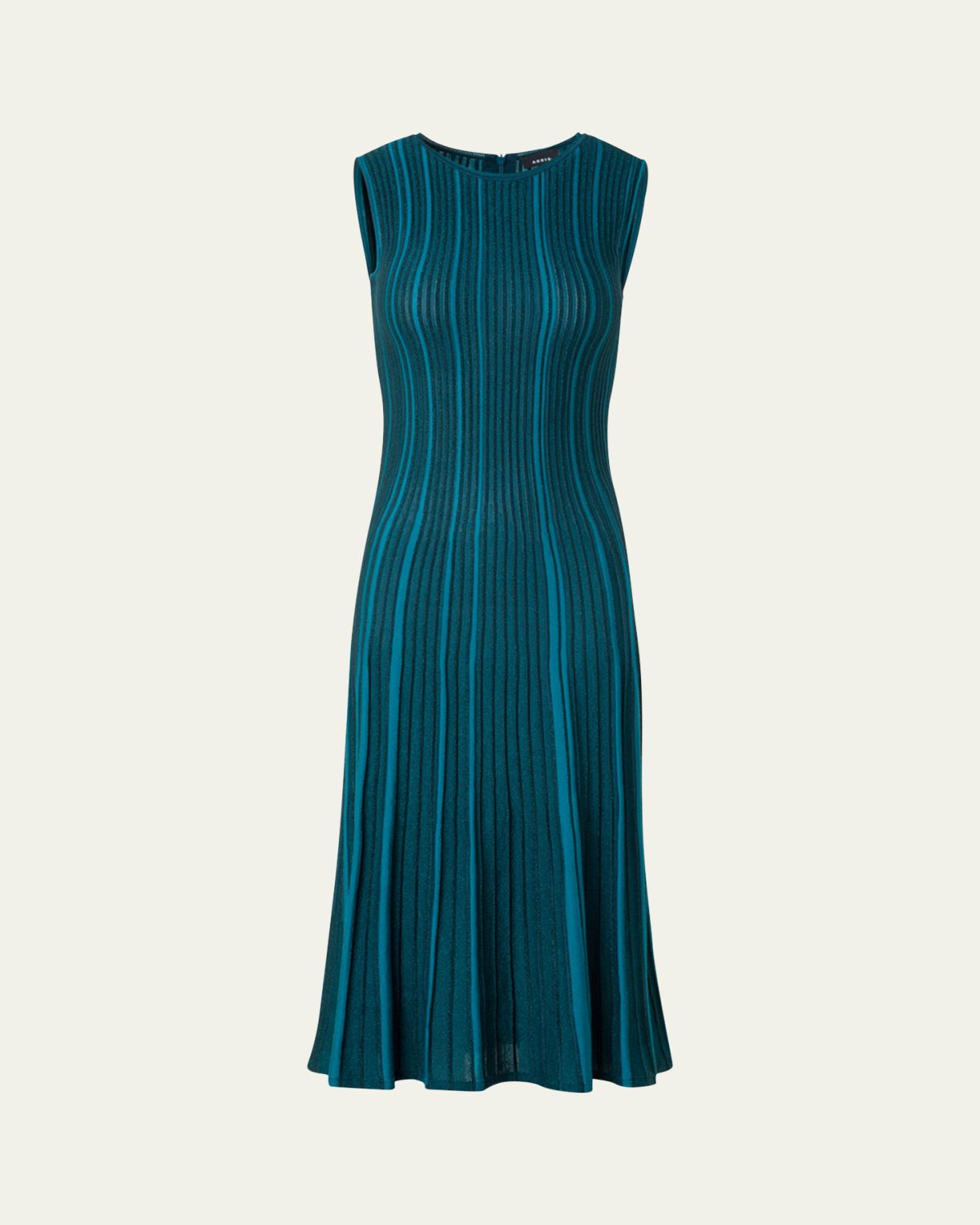 Akris Metallic Silk Rib-Knit Midi Dress
