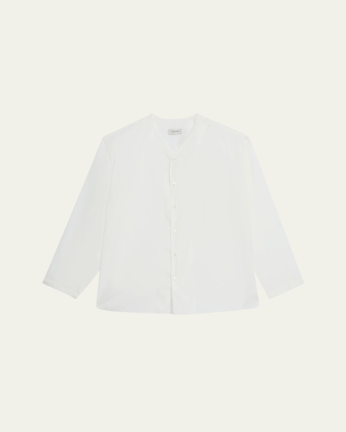 LEMAIRE Men's V-Neck Button-Down Shirt