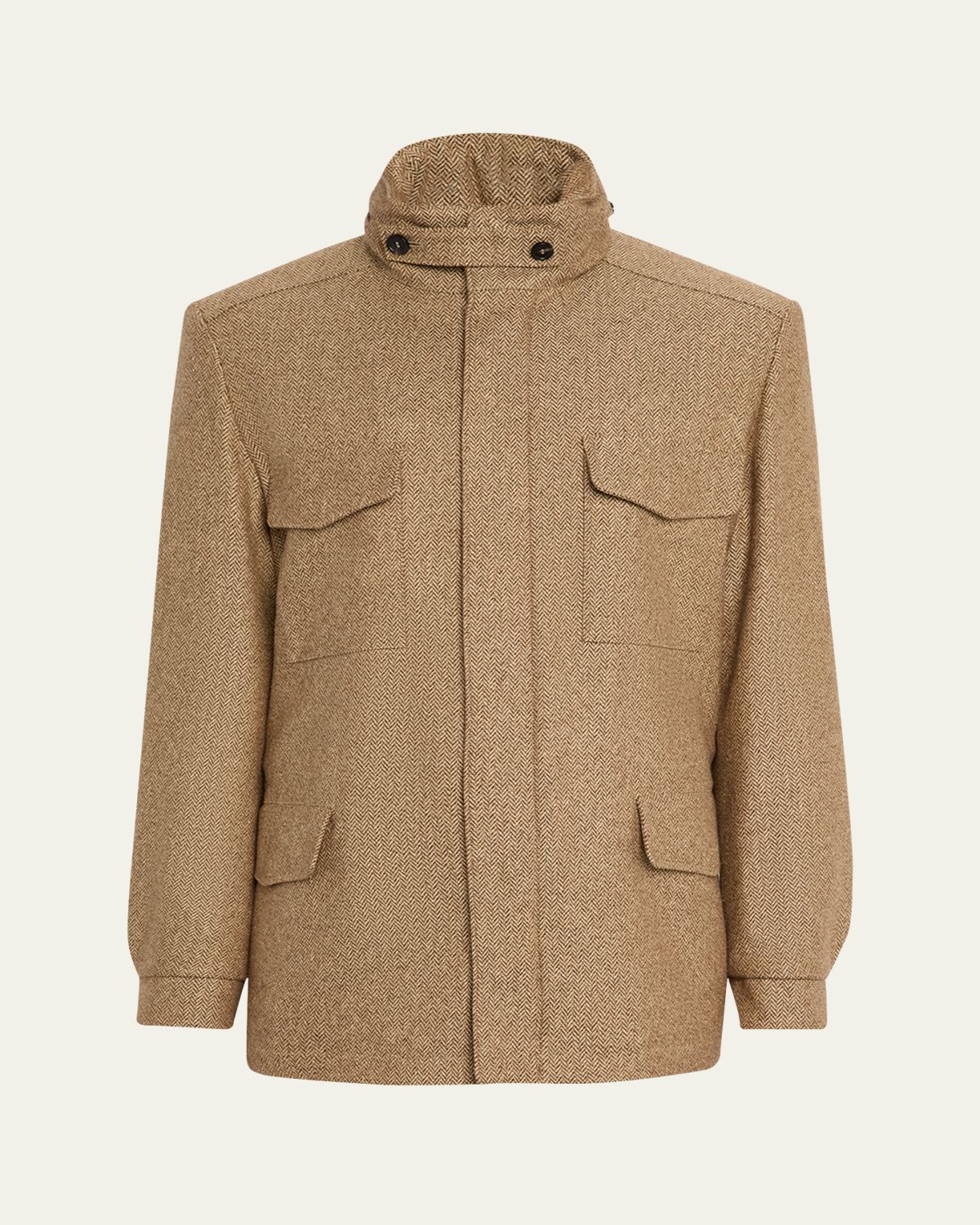 Loro Piana Men's Traveller Cashmere and Silk Chevron Field Jacket