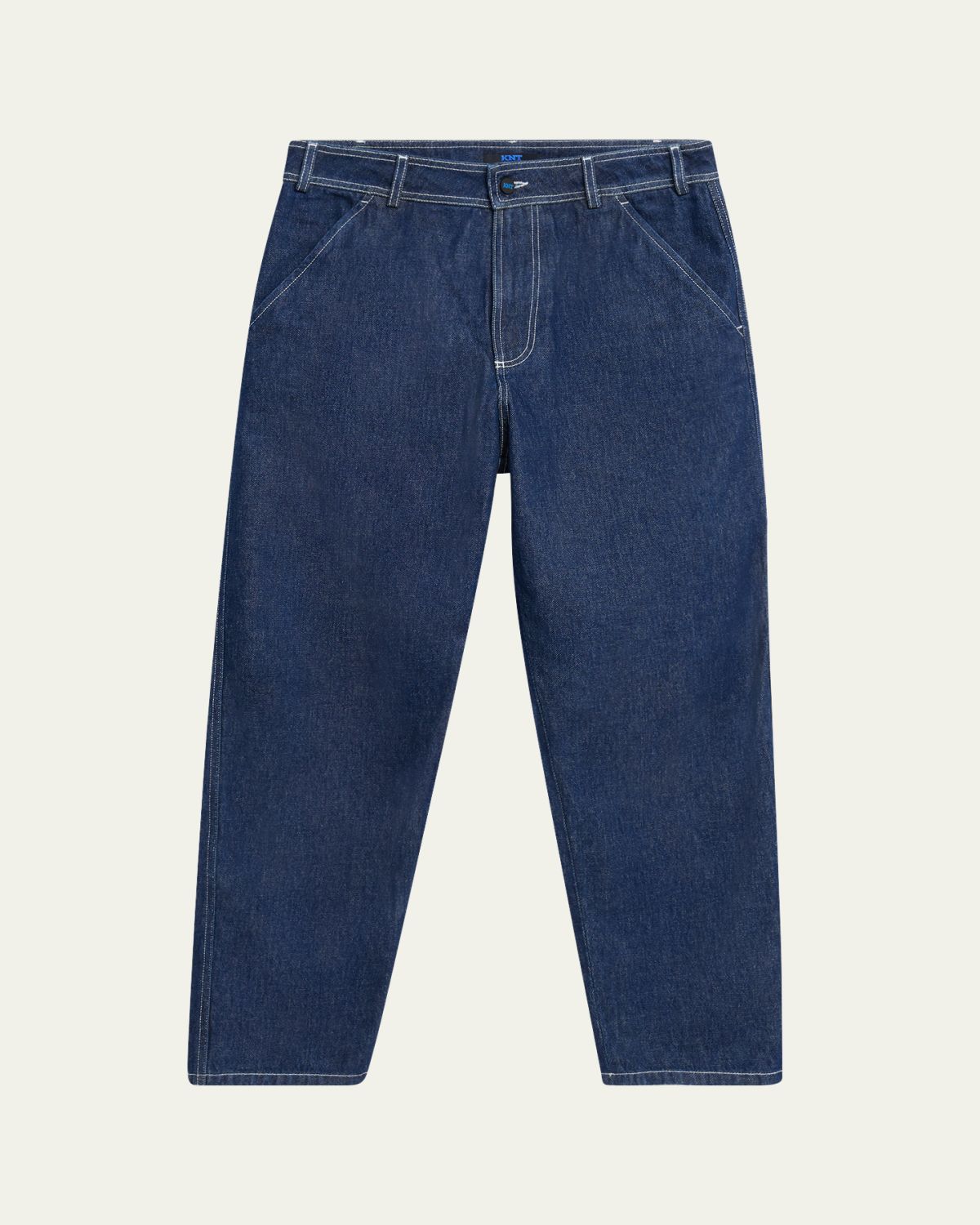 KNT Men's Contrast-Stitch Raw Denim Jeans