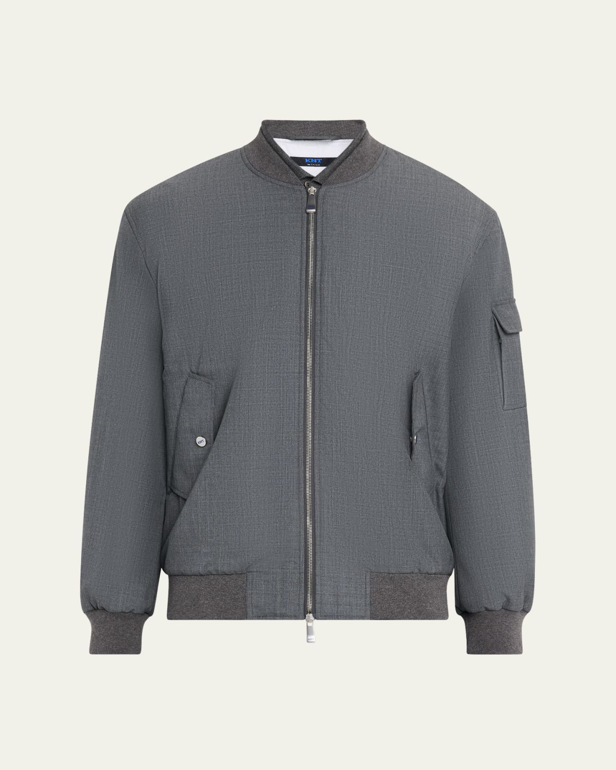 KNT Men's Zip-Front Wool Bomber Jacket
