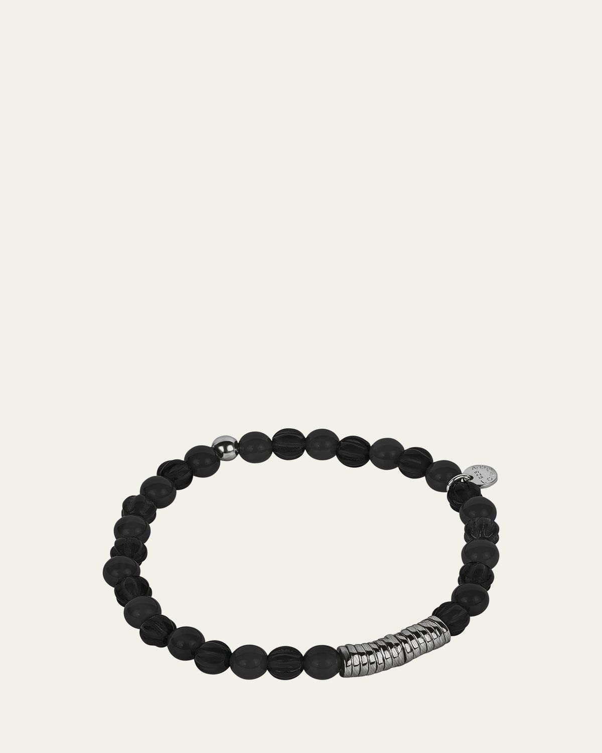 Tateossian Men's Classic Discs Black Agate Beaded Bracelet