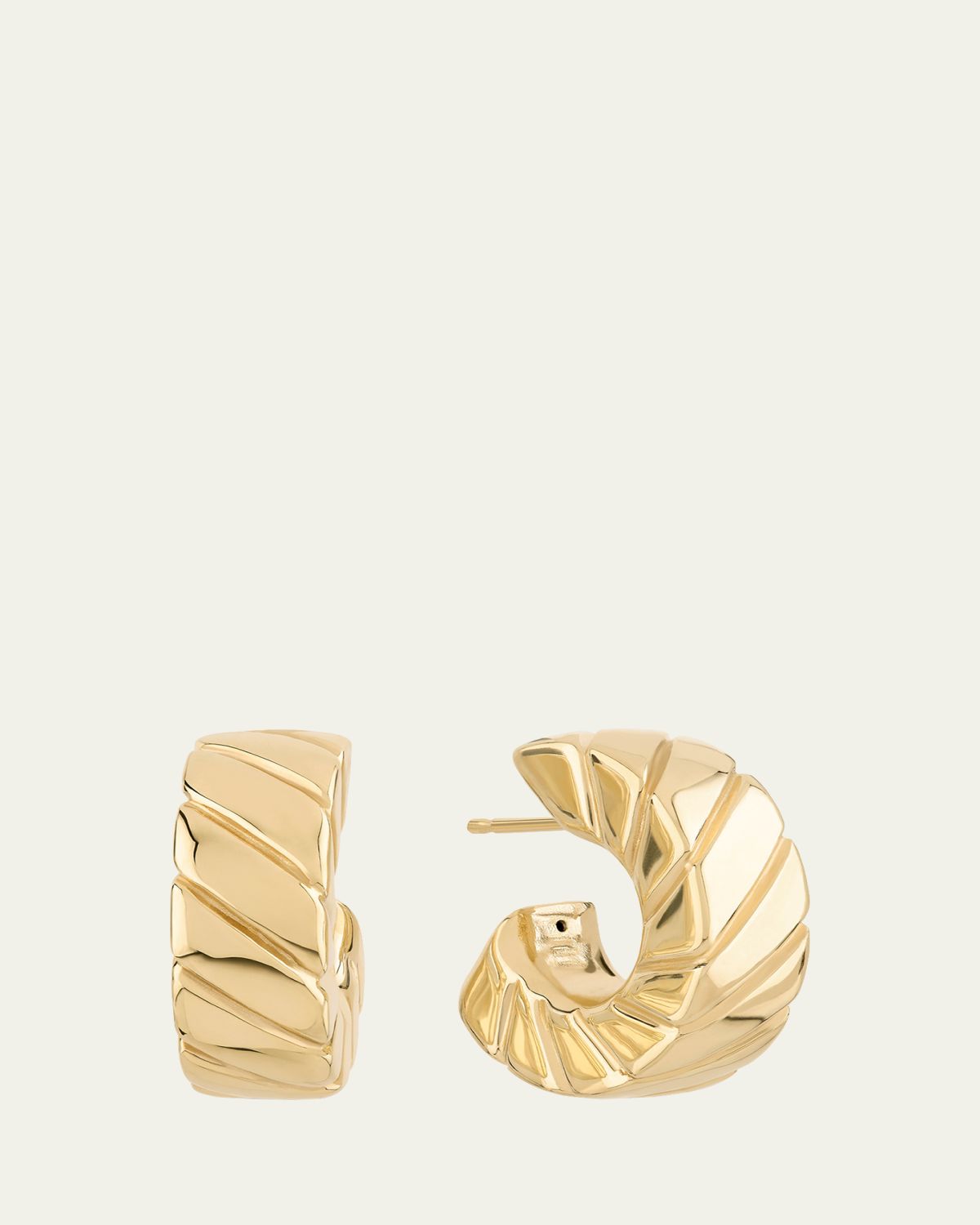 Lana 14K Gold Wide Grooved Huggie Earrings | Thumbnail 3 Lana 14K Gold Wide Grooved Huggie Earrings | Thumbnail 3