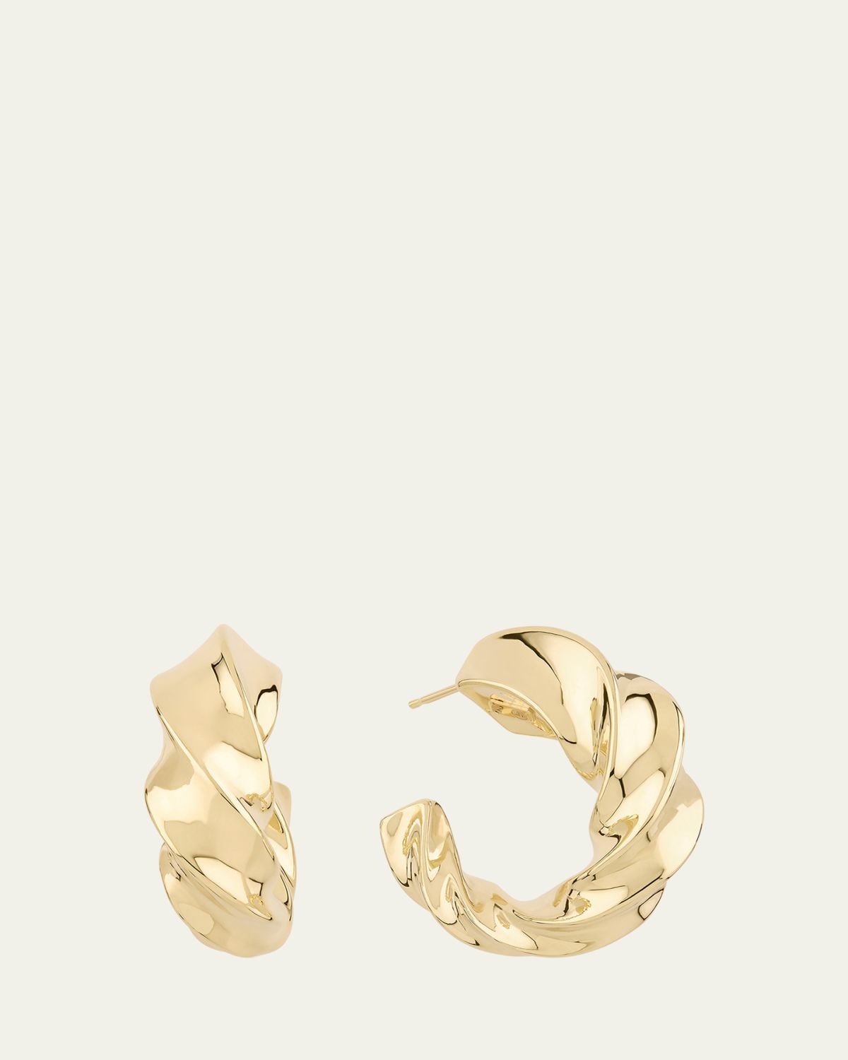 Lana 14K Gold Wide Twisted Hollow Hoop Earrings | Thumbnail 3