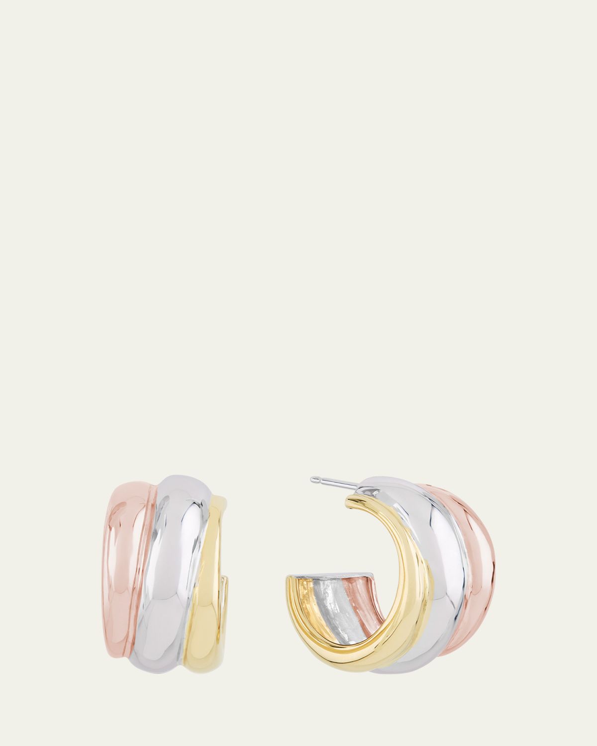 Lana 14K Tri Gold Three-Row Bubble Huggies | Thumbnail 3