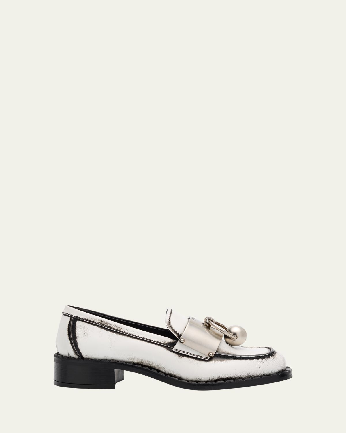 Prada Brushed Leather Ball Chain Loafers