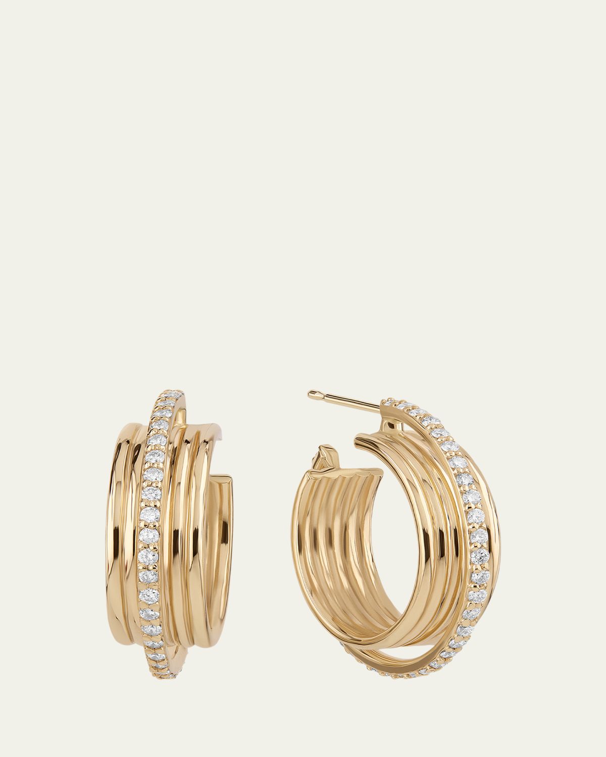 Lana 14K Gold  Kinetic Diamond Huggie Earrings | Thumbnail 3