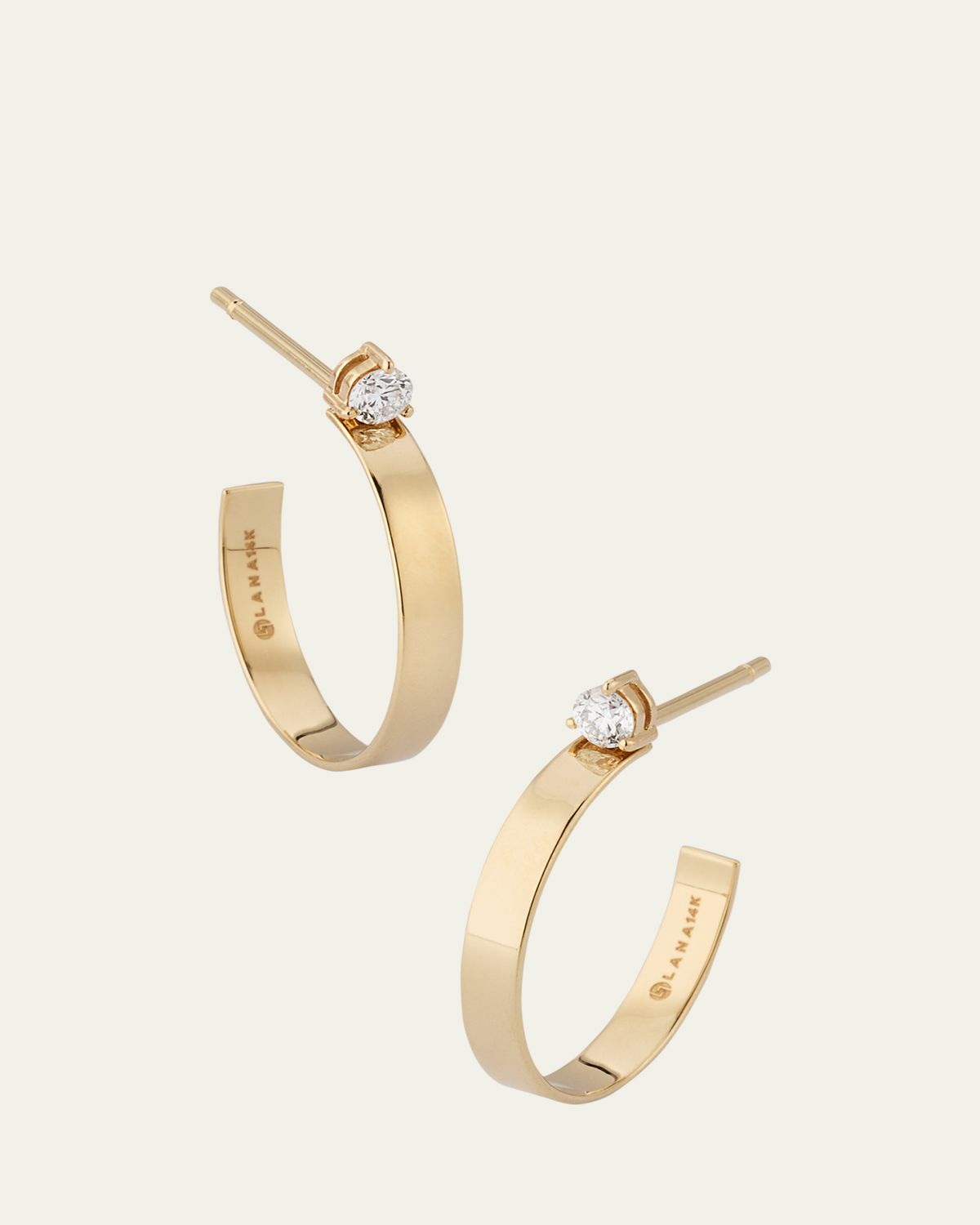 Lana 14K Yellow Gold Mini Solo Diamond Huggie Earrings | Thumbnail 5 Lana 14K Yellow Gold Mini Solo Diamond Huggie Earrings | Thumbnail 5