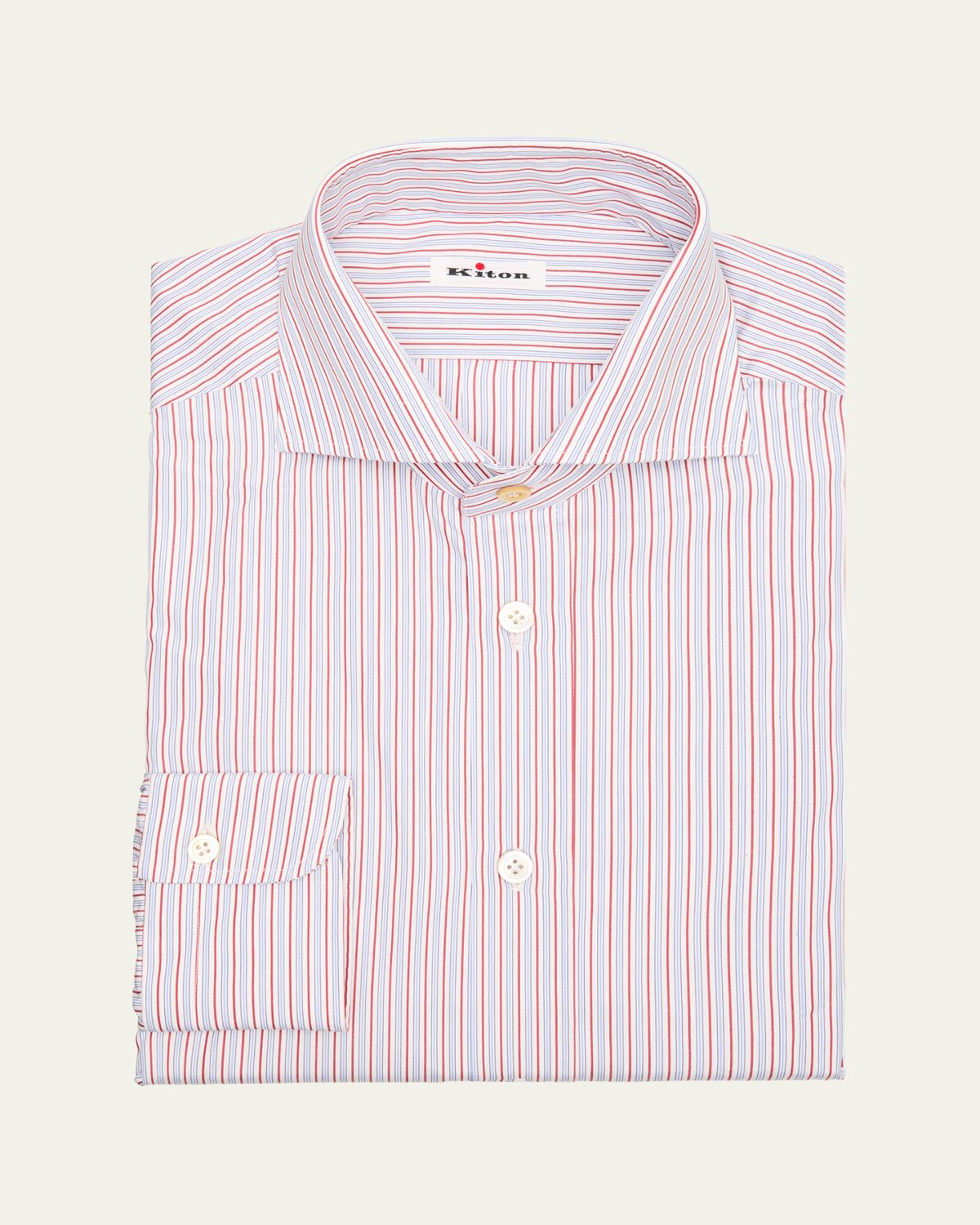 Kiton Men's Cotton Multi-Stripe Sport Shirt